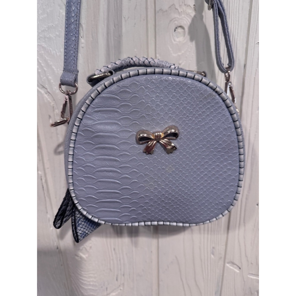 Yating Circular Grayish Purple Crossbody with Bow Accent